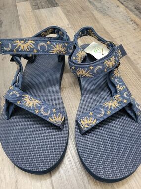 Teva Original Size 9 Navy Blue Celestial Sun Moon Strap Sandals
